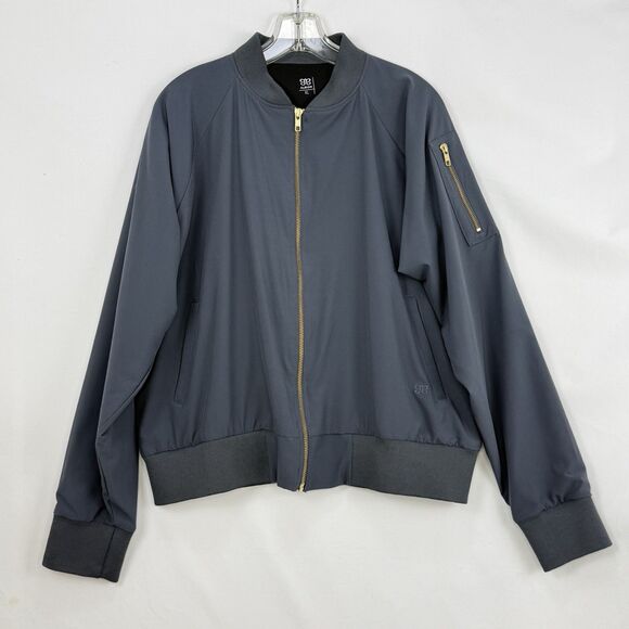 Albion Fit Women's Gray Gold Zipper Bomber Jacket Size XLarge - Picture 4 of 16